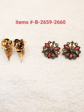 2 Vintage Pair of Clip on Earrings, items # B-2659-2660,. wt. 31 grams.